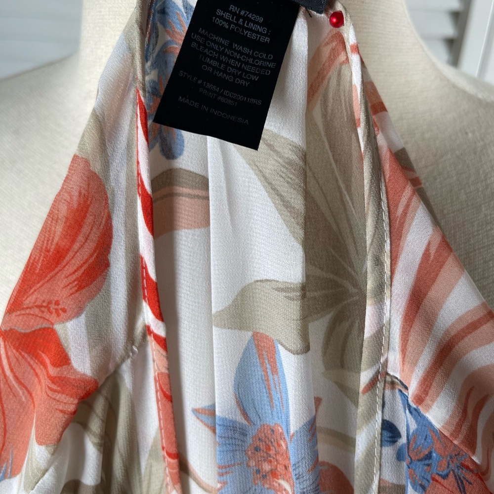 Kate and Lily Floral Maxi Dress Size 6 White Red Tropical Sheer Top - Picture 13 of 15